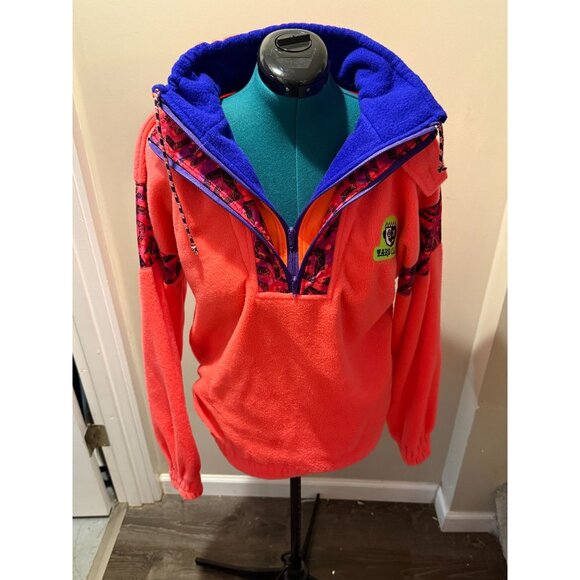 Vintage 80s-90s Japanese Streetwear Brand Taro Brand Neon Orange + Multicolor Qu - Picture 1 of 5